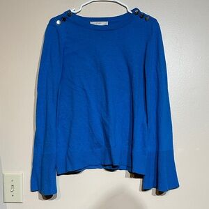 Blue Women's Top with Button Detail